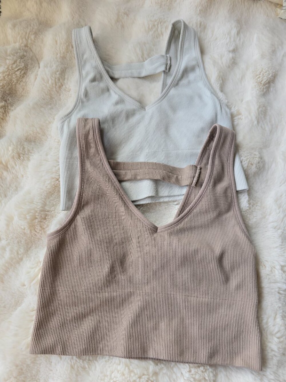 2 Ribbed V-Neck Sports Bra Tank Tops - Picture 2 of 3